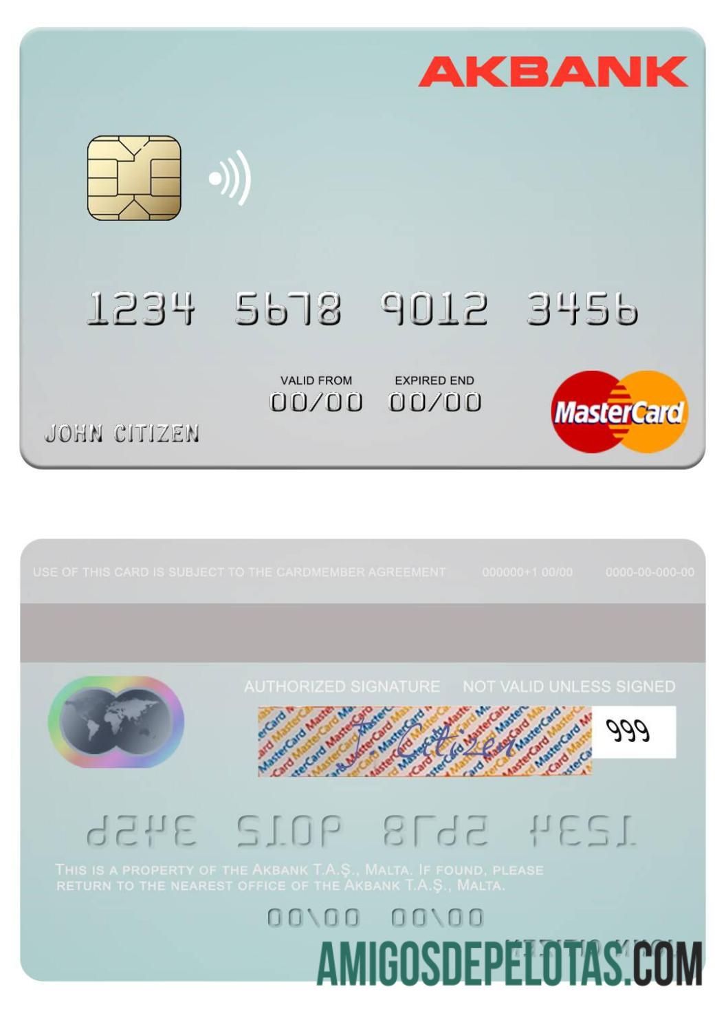 Malta Akbank T.A.Ş. Mastercard sample